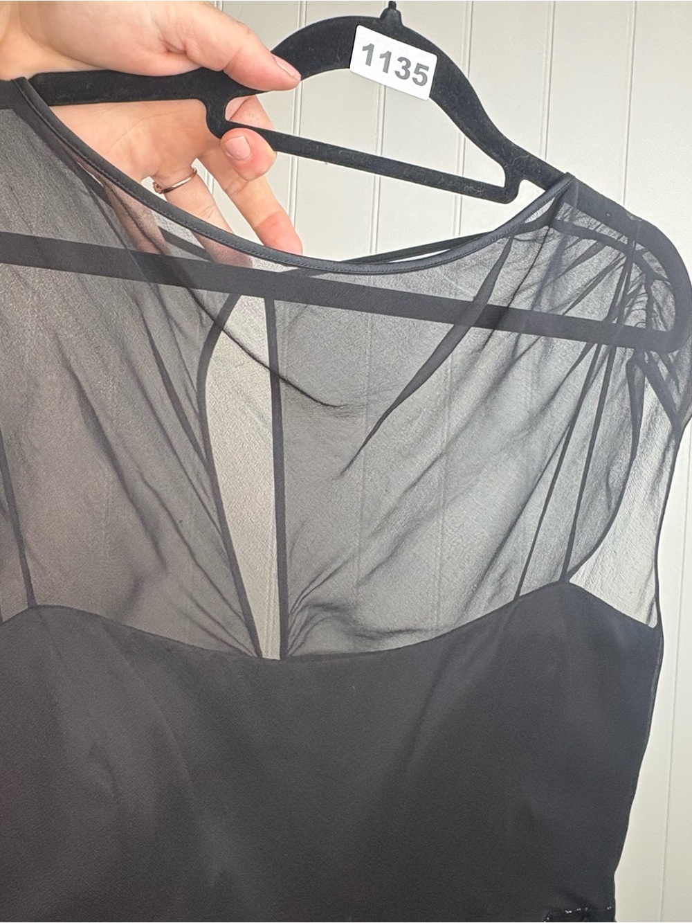 Hoglund New York Black Beaded Mesh Cocktail Dress Size 8 - Picture 5 of 9